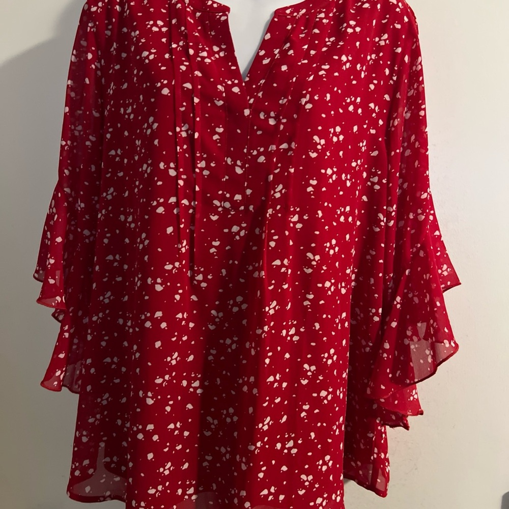 Chic Red Floral Blouse for Women